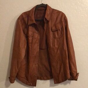 Murano Tan Leather Shirt Jacket